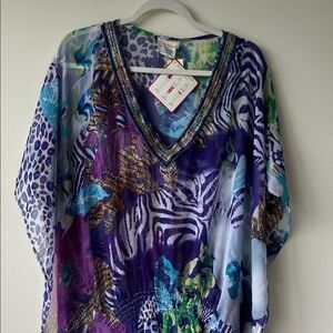 Vibrant Multicolor V-Neck Kaftan
